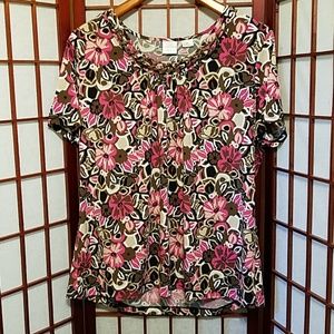 XL Emma James stretch blouse with built in necklac